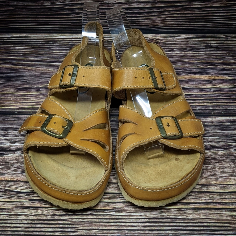 Cougar Clapton Leather Cognac Buckle Sandals sz 12 - Picture 8 of 8